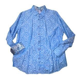 Robert Graham Bayview Cotton Shirt Paisley Damask XL (c17)